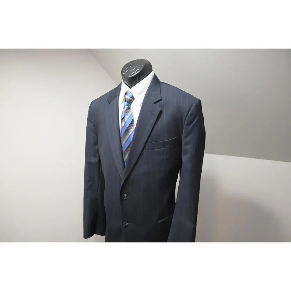 Jos A‎ Bank 100% Wool Striped 2 Piece Suit Pants Jacket Mens Sz 38 x 32 44 L